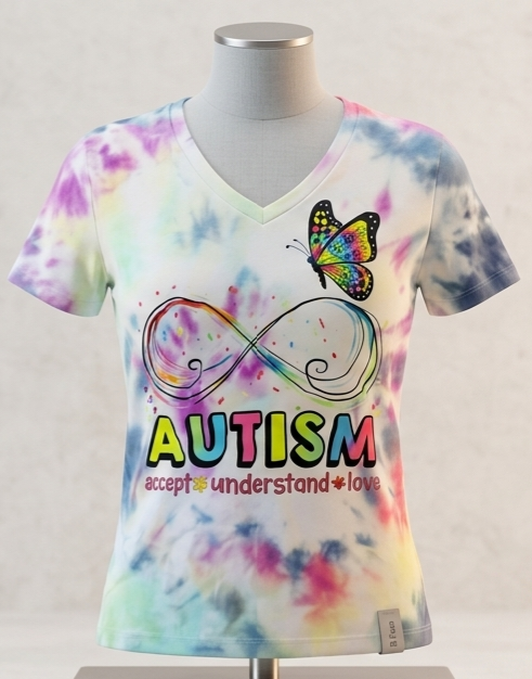 Autism awareness butterfly tie-dye tee