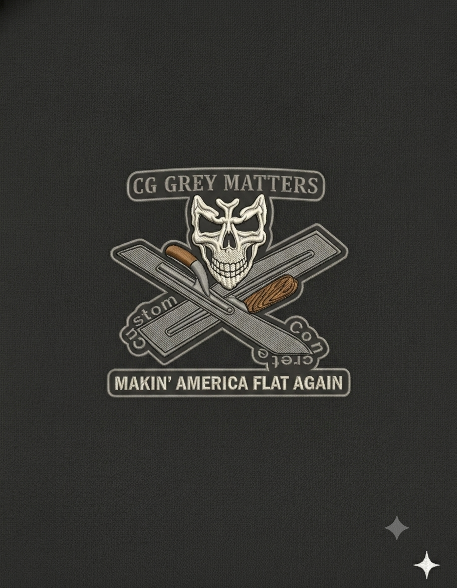 CG Grey Matters embroidered patch on black